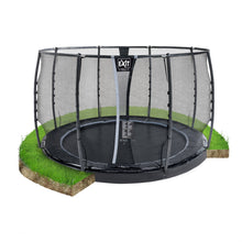 Load image into Gallery viewer, EXIT Dynamic ground level trampoline with safety net - black