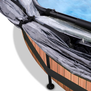EXIT Wood pool ø244x76cm, ø300x76cm, ø360x76cm with dome and filter pump - brown