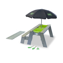 Load image into Gallery viewer, EXIT Aksent sand & water and picnic table (1 bench) with parasol and gardening tools