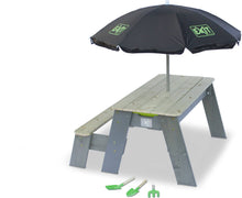 Load image into Gallery viewer, EXIT Aksent sand & water and picnic table (1 bench) with parasol and gardening tools