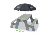 Load image into Gallery viewer, EXIT Aksent sand & water and picnic table (2 benches) with parasol and gardening tools