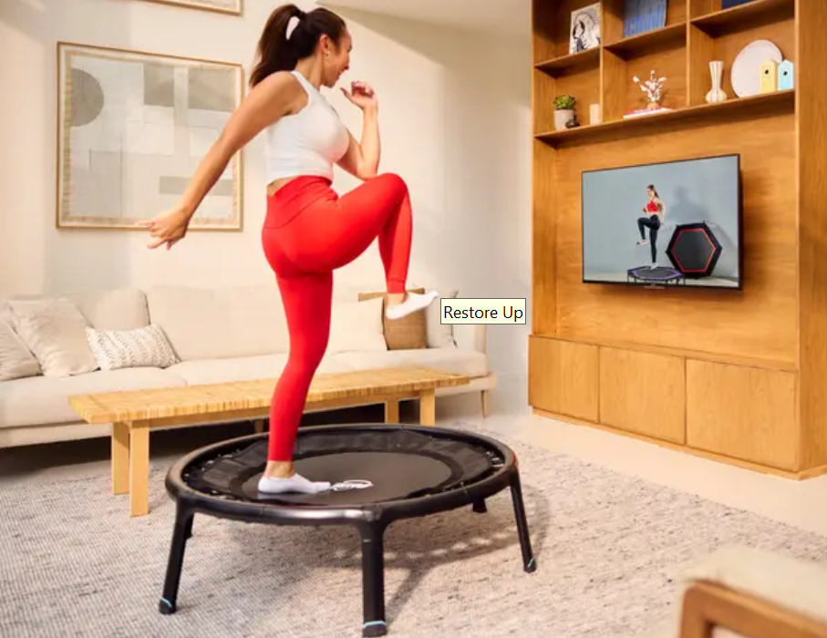 Rebounding workout on a BERG mini trampoline for adults