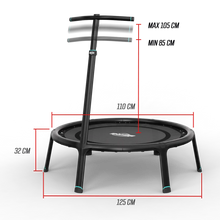 Load image into Gallery viewer, BERG Fitness Rebounder 110 + Stability Bar | Indoor Mini Trampoline with Handlebar
