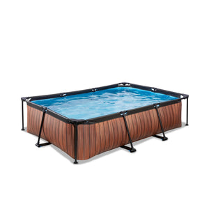 Rectangular pool 300x200x65cm with filter pump- Grey/Brown/Green
