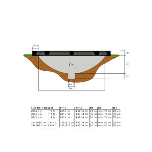 EXIT Elegant ground trampoline 214x366cm with Economy safety net