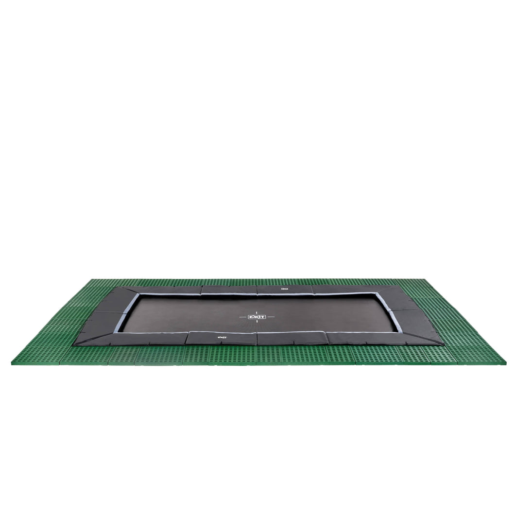 EXIT Dynamic ground level trampoline with Freezone safety tiles - black