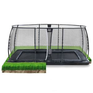 EXIT Dynamic ground level trampoline with safety net - black