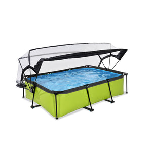 EXIT Lime pool 220x150x65cm, 300x200x65cm with dome and filter pump - green