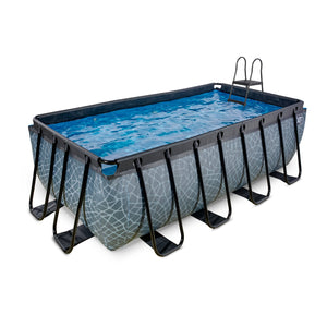 EXIT Stone pool 400x200x122cm, 540x250x122cm with filter pump - grey