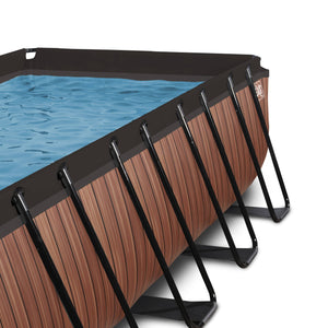 EXIT Wood pool 400x200x122cm, 540x250x122cm with filter pump - brown
