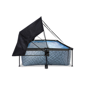 EXIT Stone pool 220x150x65cm, 300x200x65cm with canopy and filter pump - grey