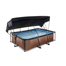 Load image into Gallery viewer, EXIT Wood pool 220x150x65cm, 300x200x65cm with canopy and filter pump - brown
