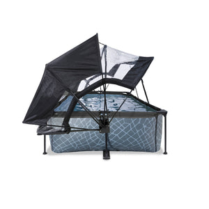 EXIT Stone pool 220x150x65cm, 300x200x65cm with dome, canopy and filter pump - grey