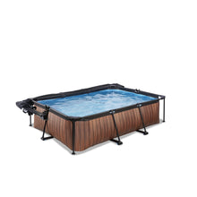 Load image into Gallery viewer, EXIT Wood pool 220x150x65cm, 300x200x65cm with dome, canopy and filter pump - brown
