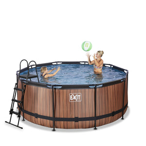 EXIT Wood pool with sand filter pump - brown