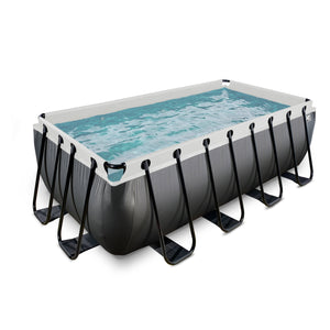 EXIT Black Leather pool 400x200x122cm, 540x250x122cm with sand filter pump - black
