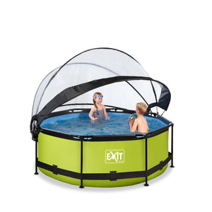 EXIT Lime pool ø244x76cm, ø300x76cm, ø360x76cm with dome and filter pump - green