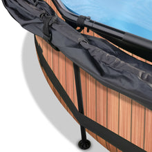 Load image into Gallery viewer, EXIT Wood pool ø244x76cm, ø300x76cm, ø360x76cm with canopy and filter pump - brown
