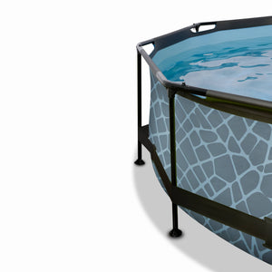 EXIT Stone pool ø244x76cm, ø300x76cm, ø360x76cm with dome, canopy and filter pump - grey