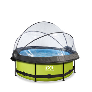 EXIT Lime pool ø244x76cm, ø300x76cm, ø360x76cm with dome, canopy and filter pump - green