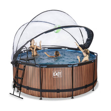 Load image into Gallery viewer, EXIT Wood pool with dome and sand filter and heat pump - brown
