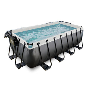EXIT Black Leather pool with dome and sand filter and heat pump - black
