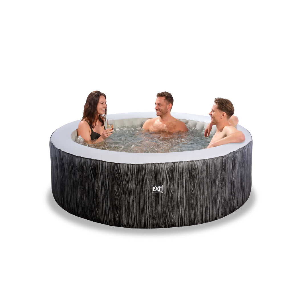 EXIT Wood Deluxe Spa ø204x65cm 1200 L Capacity Outdoor Hot Tub- Dark Grey