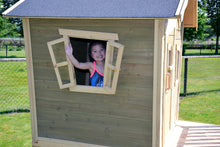 Load image into Gallery viewer, EXIT Crooky 300 wooden playhouse - grey-beige
