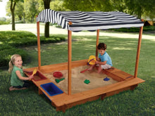 Load image into Gallery viewer, Outdoor Sandbox with Canopy - Navy &amp; White
